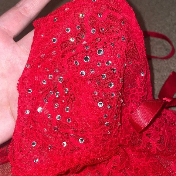 chinese dress ladies Y2k 00s Victoria's Secret Red Lace Slip Dress main image 1